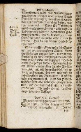 Das XIV. Capitel. Vom unrechtmässigen Beruff der Ketzer.