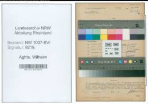 Entnazifizierung Wilhelm Aghte , geb. 05.04.1908 (Regierungsinspektor)