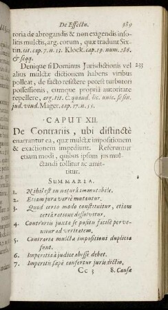 Caput XII. De Contrariis, ubi distincte enarrantur ea, quæ mulctæ impositionem & exactionem impediunt [...]
