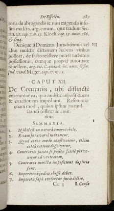 Caput XII. De Contrariis, ubi distincte enarrantur ea, quæ mulctæ impositionem & exactionem impediunt [...]
