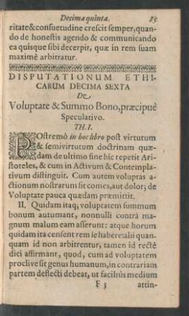 Disputationum Ethicarum Decima Sexta