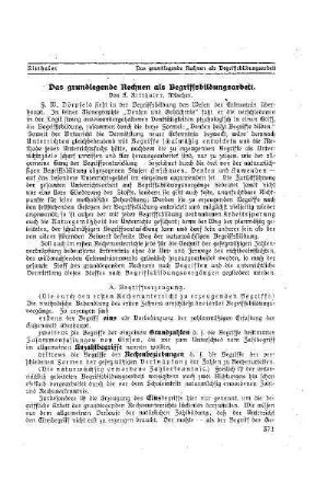 Das grundlegende Rechnen als Begriffsbildungsarbeit