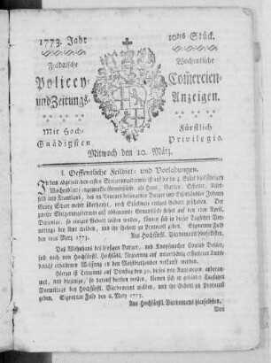 10 tes Stück, Ausgabe vom 10. März 1773