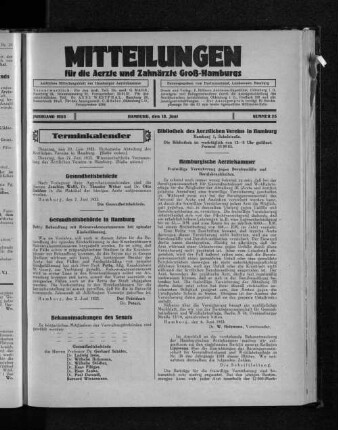 Jahrgang 1933, Hamburg, den 18. Juni, Nummer 25