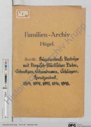 Grundstücksankauf für den Bau der Villa Hügel, Bd. 5.