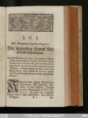 Am Sonntage Quasimodogeniti. Der inwendige Kampf über Christi Auferstehung.