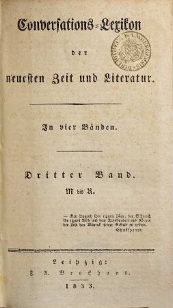 Conversations-Lexikon der neuesten Zeit und Literatur : In vier Bänden, 3. M - R
