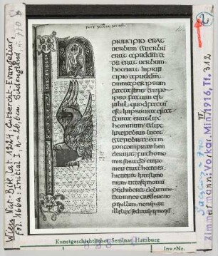 Wien, Nationalbibliothek: Cod. 1224, Cutbercht-Evangeliar, fol. 166a Initiale "I", Anfang des Johannesevangeliums