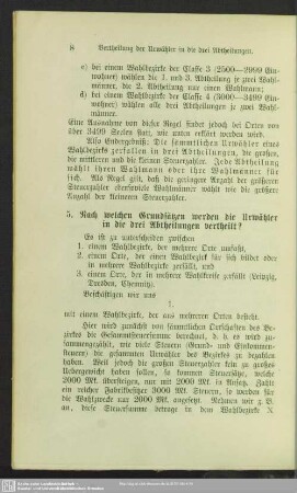 5. Nach welchen Grundsätzen werden die Urwähler in die drei Abtheilungen vertheilt?