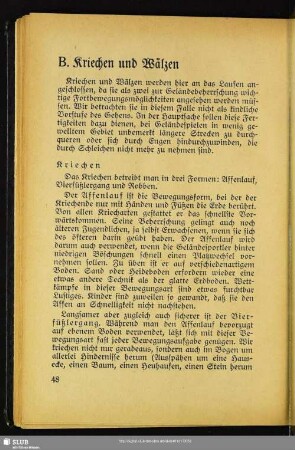 B. Kriechen und Wälzen