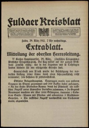 Ausgabe vom Montag, den 29. März 1915.