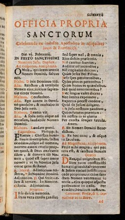cclxxxvii-cccxliv, Officia Propria Sanctorum