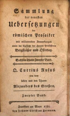 Q. Curtius Rufus von dem Leben und den Thaten Alexanders des Großen, Zweyter Band