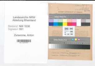 Entnazifizierung Anton Zurwonne , geb. 18.10.1896 (Finanzbeamter)