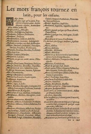 Trésor des mots et traicts françois, selon l'ordre des lettres