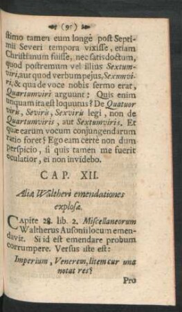 Cap. XII. Aliae Waltheri emendationes explosae
