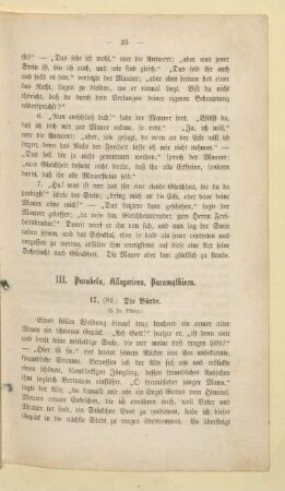 III. Parabeln, Allegorieen, Paramythieen