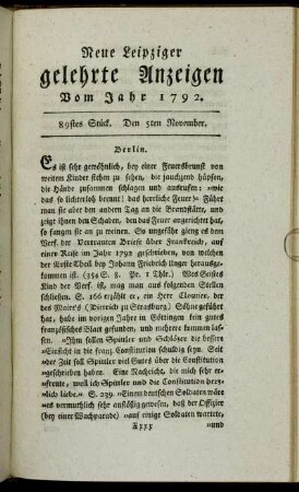 89stes Stück. Den 5ten November.