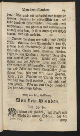Noch eine kurze Erklärung Von dem Glauben.