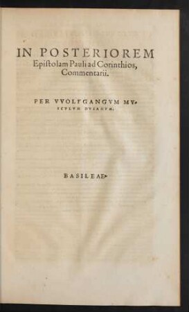 In Posteriorem Epistolam Pauli ad Corinthios, Commentarii.