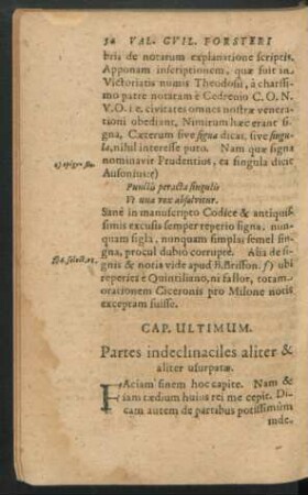 Cap. Ultimum. Partes indeclinaciles aliter & aliter usurpatae.