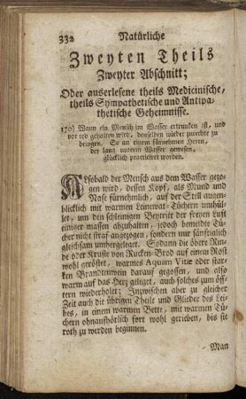 Zweyten Theils Zweyter Abschnitt; Oder auserlesene theils Medicinische, theils Sympathetische und Antipathetische Geheimnisse