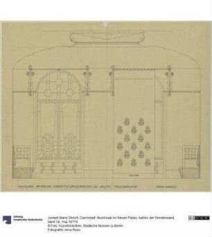 Darmstadt, Musiksaal im Neuen Palais, Aufriss der Fensterwand