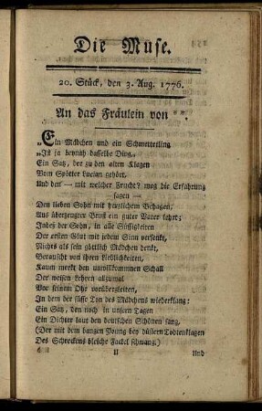 20. Stück, den 3. Aug. 1776. - 23. Stück, den 24. Aug. 1776.