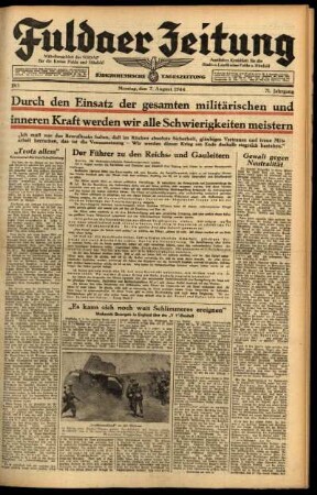 Ausgabe vom Montag, den 07. August 1944.