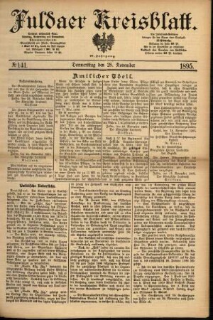 Erste Ausgabe vom Donnerstag, den 28. November 1895.