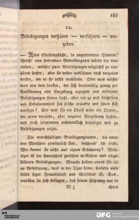 12. Beleidigungen verhüten - versöhnen - vergeben.