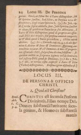 Locus III. De Persona & Officio Christi
