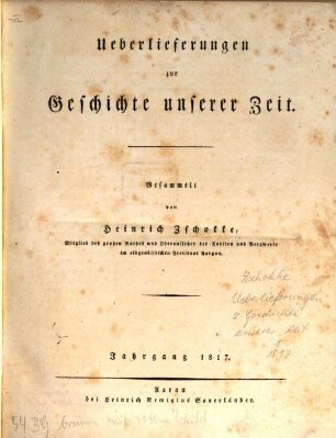 Überlieferungen zur Geschichte unserer Zeit. 1, 1. 1817