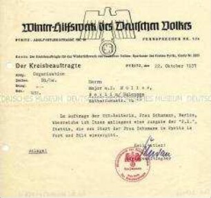 Anschreiben zur Übersendung einer Ausgabe der "P.Z."