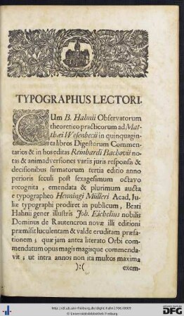 Typographus Lectori.