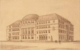 Billing, Hermann; Freiburg / Breisgau (Baden-Württemberg); Universität, Kollegiengebäude - Fassade (Perspektive)