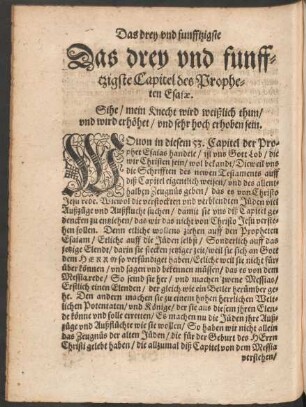 Das drey und funfftzigste Capitel des Propheten Esaiae.