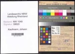 Entnazifizierung Johann Kaufmann , geb. 08.02.1901 (Isolierer)