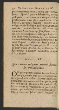 Caput VII. Qua ratione obligatio generis dividua sit ...