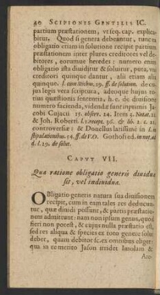 Caput VII. Qua ratione obligatio generis dividua sit ...