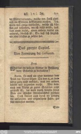 Das zweyte Capitel. Von Formirung der Gestuum.