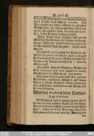 Was bey Audientz derer Cardinäle zu observiren.