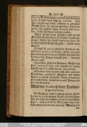 Was bey Audientz derer Cardinäle zu observiren.