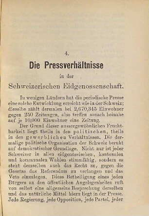Die Publicistik der Gegenwart : eine Rundschau über die gesammte Presse der Welt, 3. Die Pressverhältnisse in der Schweizerischen Eidgenossenschaft
