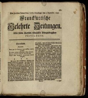 Num. LXXI. Dienstags, den 5. Septembr. 1747 - Num. LXXX. Freytags, den 6. Octobr. 1747