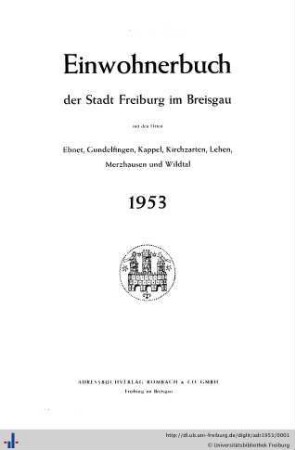 Einwohnerbuch der Stadt Freiburg im Breisgau : 1953