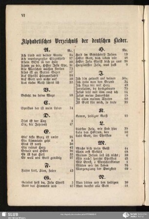 Alphabetisches Verzeichniß der deutschen Lieder