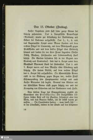 Der 15. Oktober (Freitag)