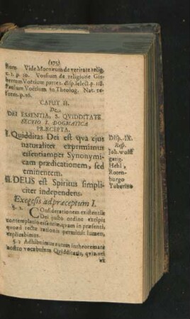 Caput II. De Dei Essentia, S. Quiddate.