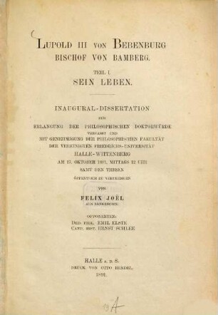 Lupold III von Bebenburg, Bischof von Bamberg : Teil I., sein Leben